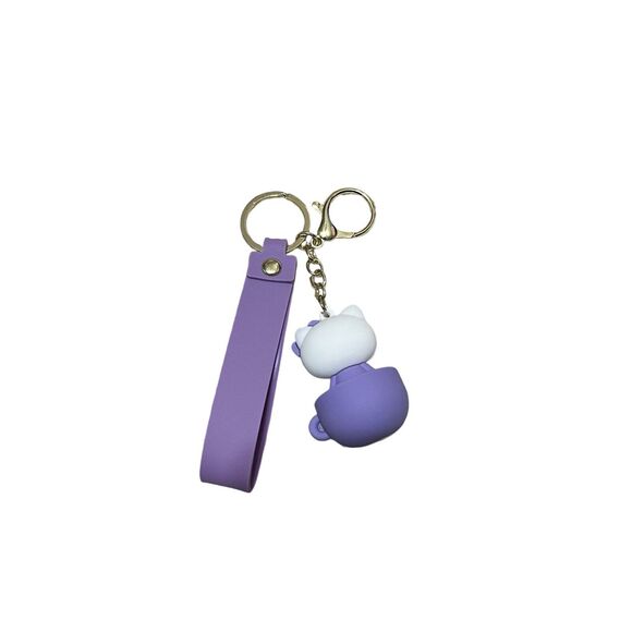 Sanrio Hello Kitty Purple PVC Coffee Mug Wristlet Keychain - Picture 2 of 2
